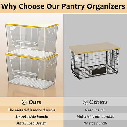 Delamu 2 Set Pantry Organizers and Storage,Trash Bag Dispenser with Bamboo Top,Stackable Trash Bag Dispenser Under Sink Organizer for 4-30 GalBags,Onion,Potato,Fruits,Gray(11.22" L*7" W*7.12" H) - Image 6