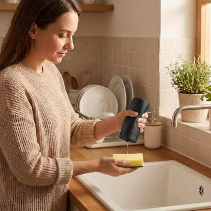 Dish Soap Dish Dispenser, 240ml Silicone Squeeze Washing Up Liquid and Hand Soap Refillable Bottles, Dishwashing Liquid Dispensing for Kitchen & Bathroom (Black)