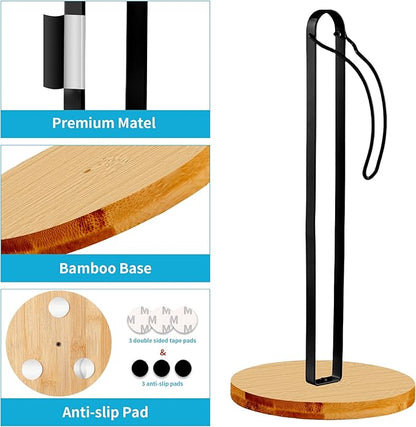 Wood Paper Towel Holder Countertop, TONLEA Kitchen Paper Towel Holder FreeStanding with Fixer for Kitchen and Bathroom Organization, Kitchen Roll Holder for Standard and Large Rolls - Image 5