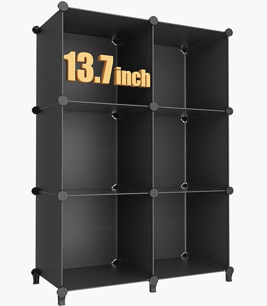 HOMIDEC XLarge Cube Storage Organizer,13.7 Inch Closet Organizer Storage Cabinet Shelf Bookshelf with Metal Hammer, Storage Cubes Organizers Cabinet for Kids, Closet, Bedroom, Bathroom Black by DecorateYourHome