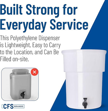 Carlisle FoodService Products Round Beverage Dispenser Drink Dispenser with Spigot for Catering, Plastic, 5 Gallons, White - Image 6