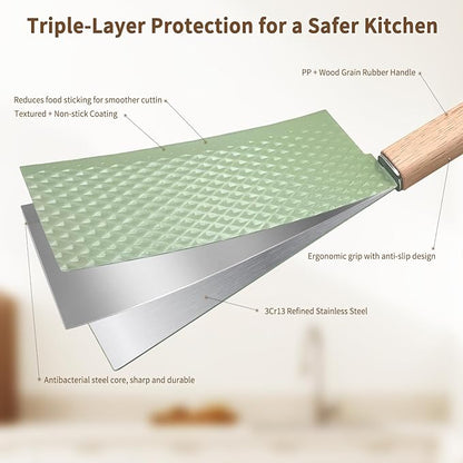 Knife Set, 6-Piece Kitchen Knife Set with Sharp Chef and Meat Knives, Anti-Rust Utility Knives Set for Kitchen, Kitchen Knife Block Set （Green）