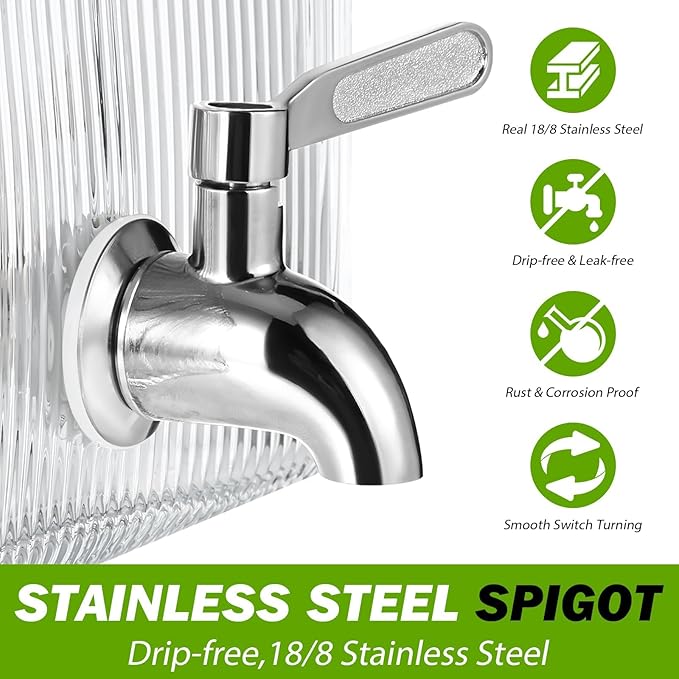 1 Gallon Drink Dispensers for Parties,Beverage Dispenser for Fridge with Leakproof Stainless Steel Spigot, Ideal for Water, Lemonade, Juice, Iced Tea - Image 3
