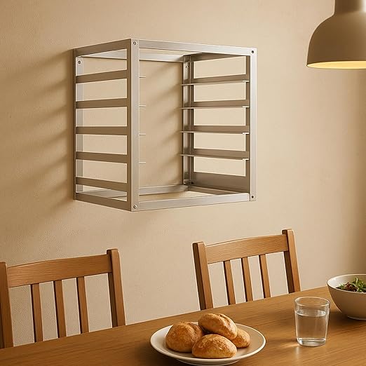 Blulu 5 Tier Wall Mounted Sheet Bun Pan Rack 21 x 13 x 18 Fits 5 Half Size Sheet Pans Aluminum Baking Tray Racks for Bakeries Restaurants Catering Kitchens - Image 5