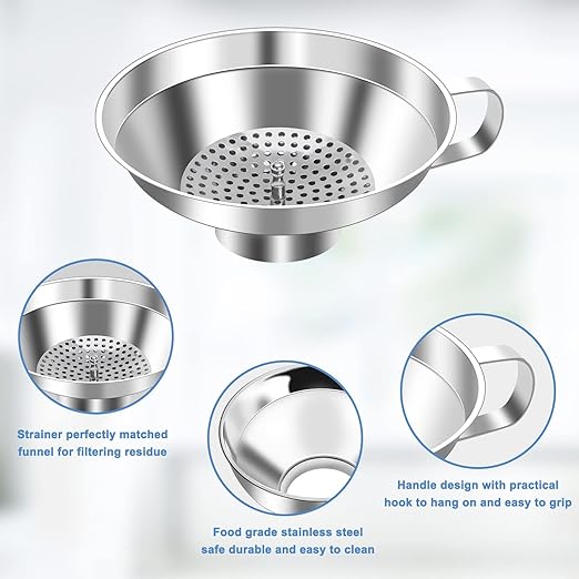 Stainless Steel Canning Funnel Set - Wide Mouth Funnel for Mason Jars, 2 Pack (Small and Large) - Image 3