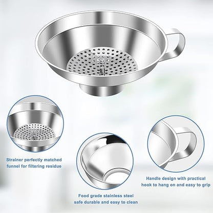 Stainless Steel Canning Funnel Set - Wide Mouth Funnel for Mason Jars, 2 Pack (Small and Large) - Image 3