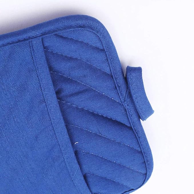 Anyi Pot Holders for Kitchen Heat Resistant, Cotton Hot Pads for Counter Table, Blue Kitchen Pot Holders with Pocket - Image 6