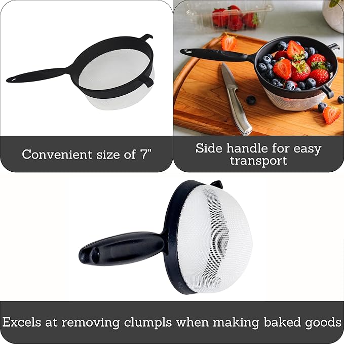 IMUSA USA IMU-71134 Plastic Strainer 7-Inch, Black - Image 2