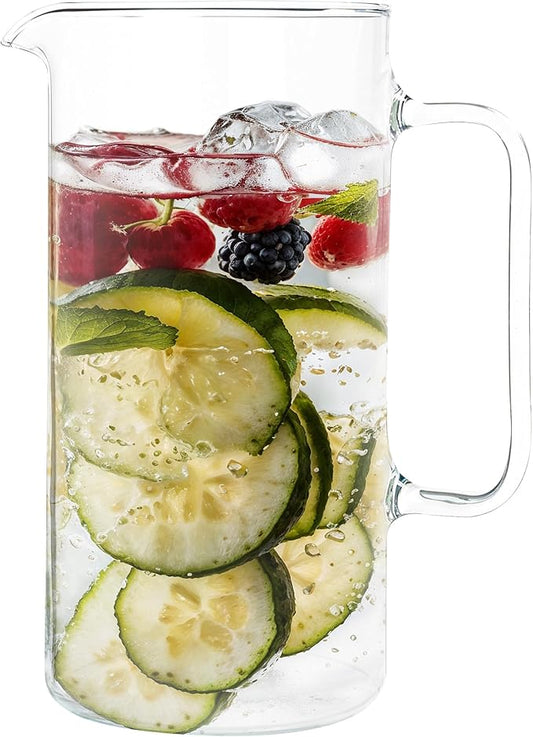 Simax Glass Pitcher, 32 Ounce (1 Quart) Borosilicate Glass, Hot and Cold Safe Iced Tea Pitchers for Drinks, Made in Europe Glass Water Pitcher, Cocktail Jug, Lemonade, Sangria by SIMAX