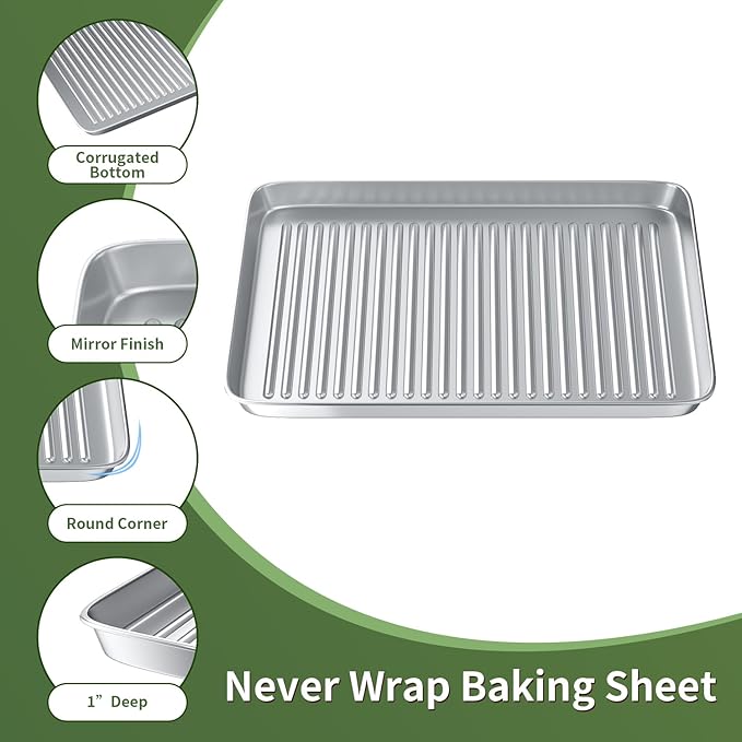Baking Sheet with Wire Rack Set: 3 Baking Pans + 3 Cooling Racks for Cooking and Baking - Stainless Steel Nonstick Bacon Pans for Oven, Warp Resistant & Heavy Duty & Rust Free - Image 4