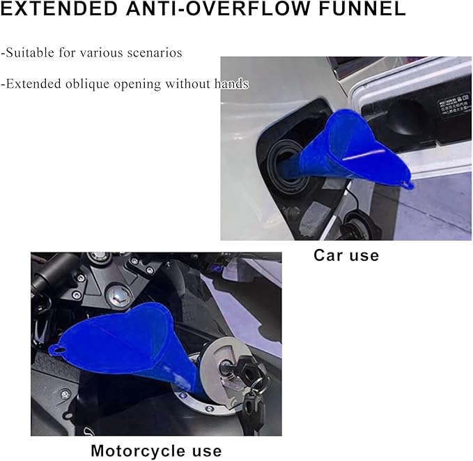 2 PCS Oil Funnel, Plastic Long Neck Multi-Purpose Spill Saver Funnel, Engine Oil Funnels for Filling Oils Gas Water Diesel Fuel Lubricants for Car Motorcycle ATV Boat (Blue)