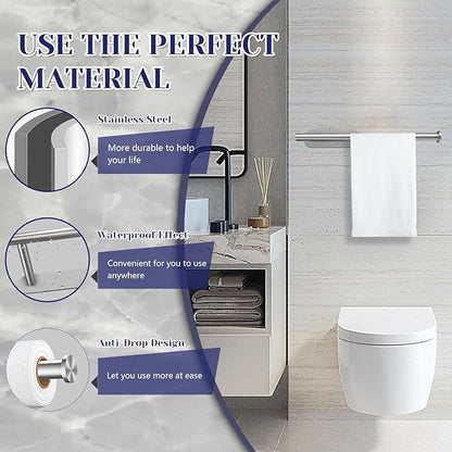 Paper Towel Holder, Self Adhesive or Drilling Paper Towel Holder Under Cabinet, Stainless Steel Paper Towel Holders Wall Mount for Kitchen, Bathroom, Sink, Pantry, Fridge (Sliver) - Image 3