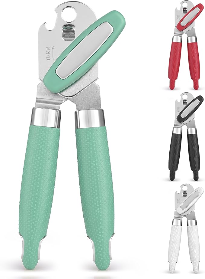 Zulay Kitchen Heavy Duty Stainless Steel Can Opener – Manual Can & Bottle Opener with Sharp Cutting Wheel & Soft Grip Handles – Ergonomic, Easy to Use Turn Knob - Mint by ZulayKitchen