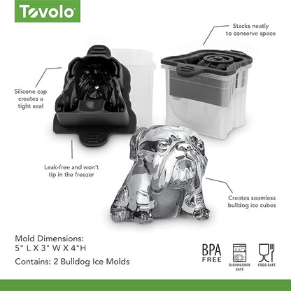 Tovolo Bulldog Ice Cube Mold Pack of 2 Craft Ice Cube Molds for Whiskey Bourbon Cocktails, Easy Fill Funny English Bull Dog Shaped Ice Cube Gifts for Bulldog Lovers, Dishwasher Safe BPA Free Silicone - Image 6