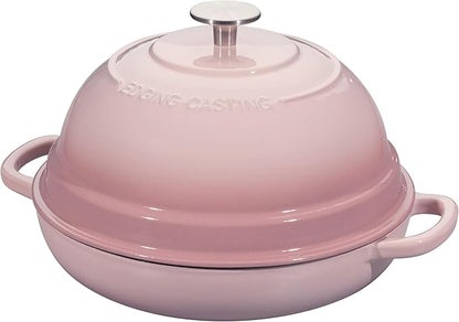 EDGING CASTING Enameled Cast Iron Dutch Oven Pot with Lid, Round Bread Oven for Homemade Sourdough Bread Baking, 6 Quart, Pink - Image 2