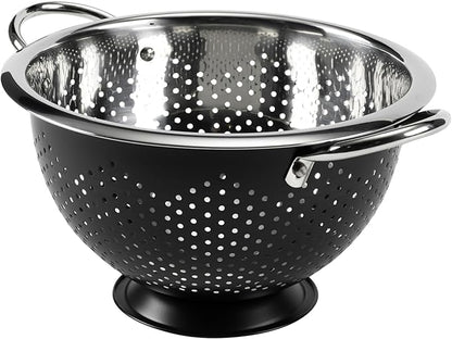 GoodCook Gourmet Colander, 5qt capacity, Stainless Steel with Handles and Elevated Pedestal Foot, Bold Black - Image 4