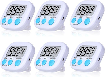 Mwellewm 6 Packs Digital Timers for Classroom Kitchen Timer Small Magnetic Countdown Stopwatch for Cooking Mini Loud Alarm Stop for Kitchen Study Work Baking Sports Games Office Timer Clock