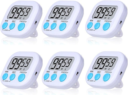 Mwellewm 6 Packs Digital Timers for Classroom Kitchen Timer Small Magnetic Countdown Stopwatch for Cooking Mini Loud Alarm Stop for Kitchen Study Work Baking Sports Games Office Timer Clock