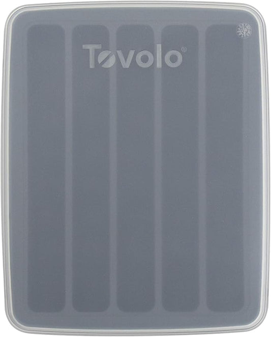 Tovolo Ice Cube Tray for Water Bottles Creates 5 Frozen Stick Tubes for Plastic & Reuseable Bottles, BPA Free Silicone Easy Release Water Bottle Ice Tray with Lid, Stackable Spill Proof Design