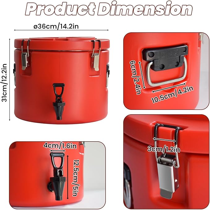 20L/5Gal Insulated Beverage Dispenser, Ice & Hot Drink Dispenser with Spout Spigot and Portable Handles,Thermal Hot and Cold Drink Server Dispenser for Restaurant Drink Shop