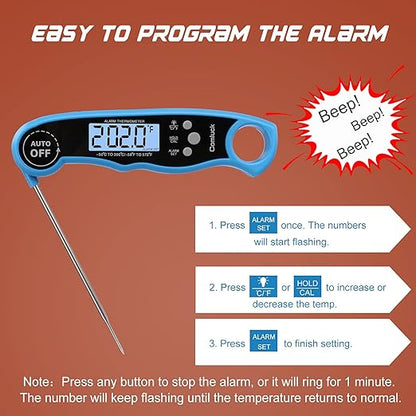 Digital Meat Thermometer for Cooking - Comluck CA002 Instant Read Meat Thermometer for Grilling and Smoking 2-in-1 Dual Probe Oven Safe Food Thermometer with Alarm for Grill BBQ Steak Turkey - Image 5