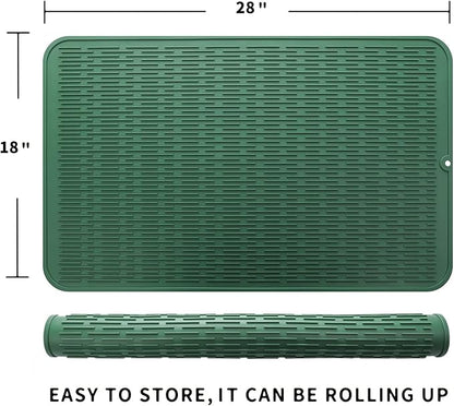 MicoYang Silicone Dish Drying Mat for Multiple Usage,Easy clean,Eco-friendly,Heat-resistant Silicone Mat for Kitchen Counter or Sink,Refrigerator or Drawer Liner Green 3XL 28 inches x 18 inches - Image 2