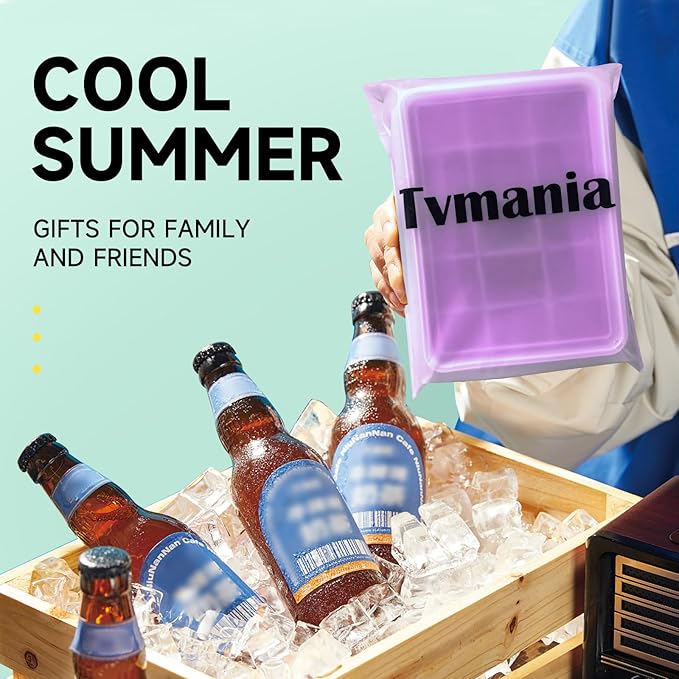 Tvmania Ice Cube Trays Set of 2, Easy Release 15 Flexible Silicone Ice Cube Molds with Removable Lid Reusable Freezer Ice Trays Stackable for Whiskey, Baby Food, BPA Free (purple) - Image 7