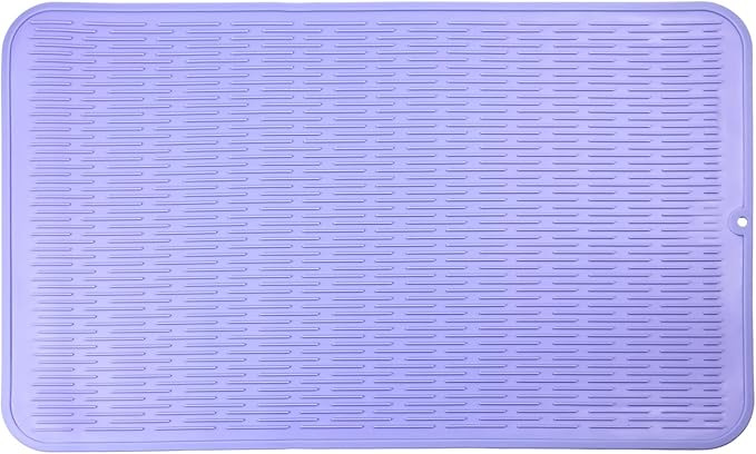 MicoYang Silicone Dish Drying Mat for Multiple Usage,Easy clean,Eco-friendly,Heat-resistant Silicone Mat for Kitchen Counter or Sink,Refrigerator or Drawer Liner Light Purple 3XL 28 inches x 18 inches by MicoYang