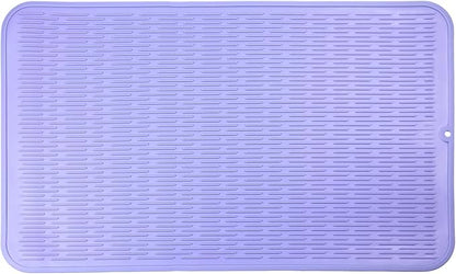 MicoYang Silicone Dish Drying Mat for Multiple Usage,Easy clean,Eco-friendly,Heat-resistant Silicone Mat for Kitchen Counter or Sink,Refrigerator or Drawer Liner Light Purple 3XL 28 inches x 18 inches by MicoYang