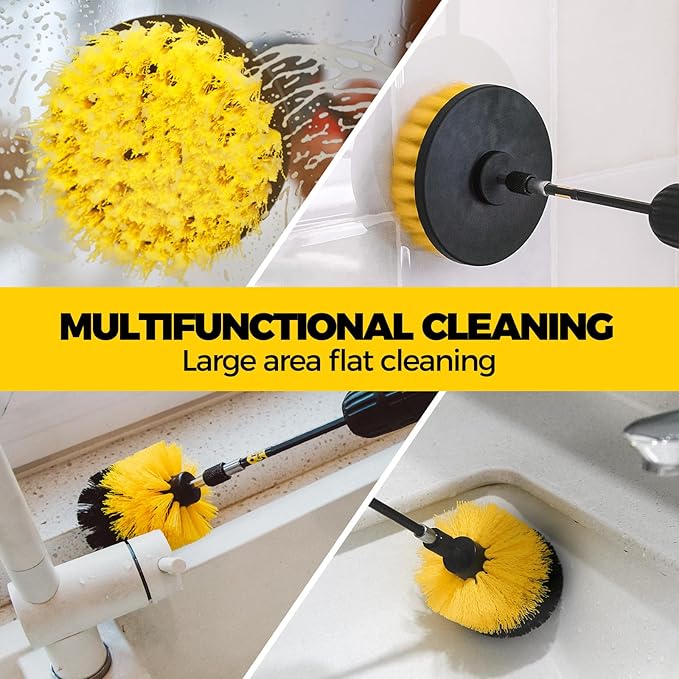 Holikme 6Pack Drill Brush Power Scrubber Cleaning Brush Extended Long Attachment Set All Purpose Drill Scrub Brushes Kit for Grout, Floor, Tub, Shower, Tile, Bathroom，Scrub Brush Blue - Image 2