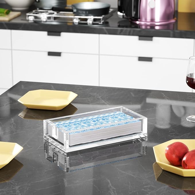HIIMIEI Acrylic Napkin Holder for Bathroom, Acrylic Guest Towel Holder, Bathroom Napkins Guest Disposable Holder, Hand Towel Tray for Kitchen, Parties, Weddings, Party, Hotel, Restaurant（Clear） - Image 5