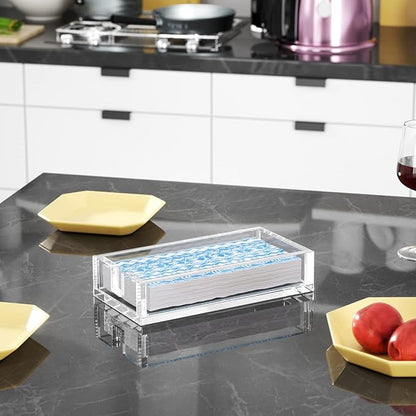 HIIMIEI Acrylic Napkin Holder for Bathroom, Acrylic Guest Towel Holder, Bathroom Napkins Guest Disposable Holder, Hand Towel Tray for Kitchen, Parties, Weddings, Party, Hotel, Restaurant（Clear） - Image 5