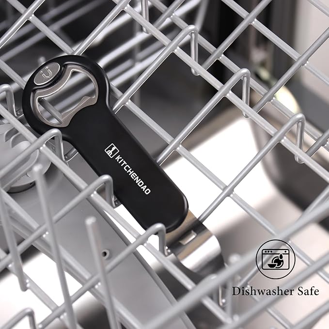 KITCHENDAO Magnetic Bottle and Can Opener for Refrigerator, Stainless Steel Manual Can Punch Opener for Liquid with Cap Catcher, Stick to Fridge for Easy Storage, Can Tapper Church Key with Magnet