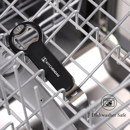 KITCHENDAO Magnetic Bottle and Can Opener for Refrigerator, Stainless Steel Manual Can Punch Opener for Liquid with Cap Catcher, Stick to Fridge for Easy Storage, Can Tapper Church Key with Magnet