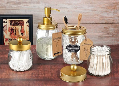Amolliar Mason Jar Liquid Soap Dispenser -Rustproof Stainless Steel Farmhouse Decor for Bathroom Vanities,Kitchen Sink/ Liquid Soap Pumps for Hand Soap,Dish Soap,Lotions/Golden -2 Pack - Image 8