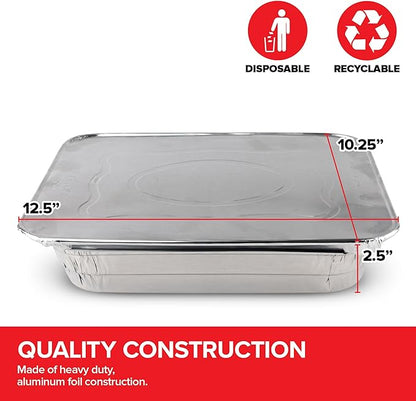 Stock Your Home (Set of 30) 9 x 13 Disposable Aluminum Pans with Lids - (30) Heavy Duty Foil Pans with Lids 9x13 (30) Foil Pan Covers, Food Catering Containers for Baking, Cooking, Heating, Storage - Image 3