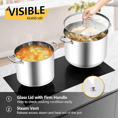 Stainless Steel Stock Pot, Homikit 24 Quart Large Stockpot Soup Pot with Lid, Tri-ply Bottom Cookware for Induction Gas Various Stovetops, Seafood Sauce Canning Cooking Pot for Large Group and Events - Image 5