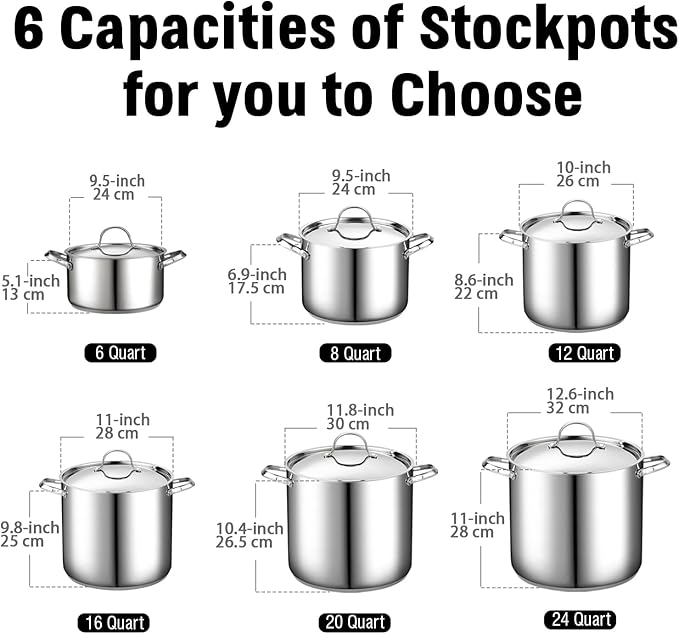 Cooks Standard 18/10 Stainless Steel Stockpot 6-Quart, Classic Deep Cooking Pot Canning Cookware Dutch Oven Casserole with Stainless Steel Lid, Silver - Image 2
