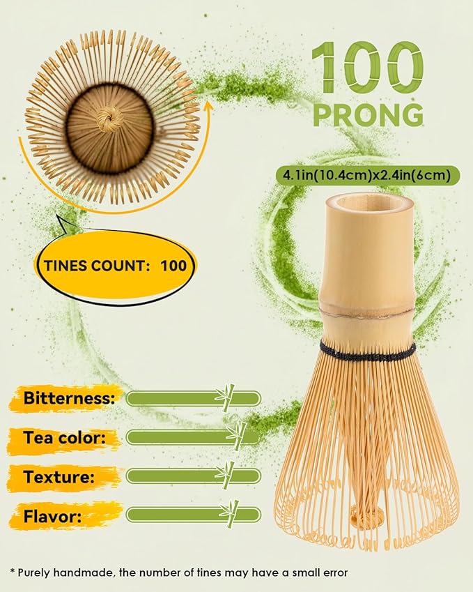 Matcha Whisk - 2-pack Bamboo matcha Whisk set, Handcrafted Traditional Japanese Chasen, 100-Prong Matcha Stirrer Wisk Mixer Brush for Authentic Matcha Tea Preparation - Image 3