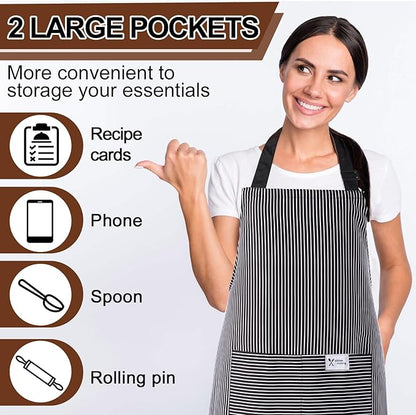 Janmercy 24 Pcs Aprons for Women Men with 2 Pockets Linen Cooking Kitchen Apron Adjustable Bib Chef Apron Bulk Aprons Unisex