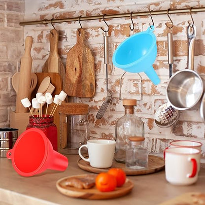 Silicone Funnels 4 Pieces Wide Mouth Funnel Small and Large Flexible Condiment Sauce Canning Set for Squeeze Bottles Jars Cans, Spice Filling Bottles Liquid Oil and Powder(Multi Color) - Image 6