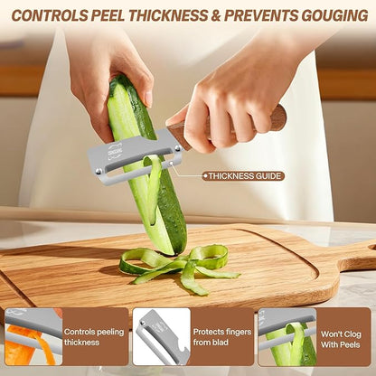 Multi-Functional Vegetable Peeler – Comfortable Wooden Handle with Sharp Stainless Steel Blade, Built-in Bottle Opener - Perfect Kitchen Peeler For Veggie, Fruit, Potato, Carrot, Apple - Image 5