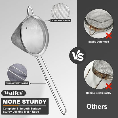 Walfos Small Fine Mesh Strainer for Cocktail & Tea, Mini Stainless Steel Sieve with Handle, 3.15 Inch Metal Strainers for Juicing, Coffee, Drinks, Tea Herbs - Image 6