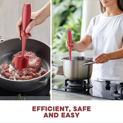 2 Pcs Meat Chopper, Upgrade Hamburger Grinder, Premium Heat Resistant Meat Masher for Ground Beef, Ground Turkey and More, Non Stick Mix Chopper, Hamburger Smasher Safe-Red - Image 6
