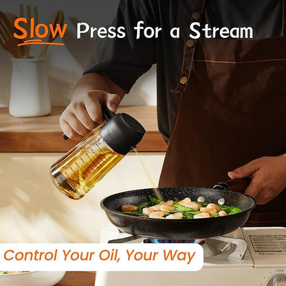 TrendPlain 16oz/470ml Glass Olive Oil Sprayer for Cooking – 2 in 1 Olive Oil Dispenser Bottle for Kitchen Gadgets and Air Fryer Accessories, Salad, BBQ - 2 Black - Image 3