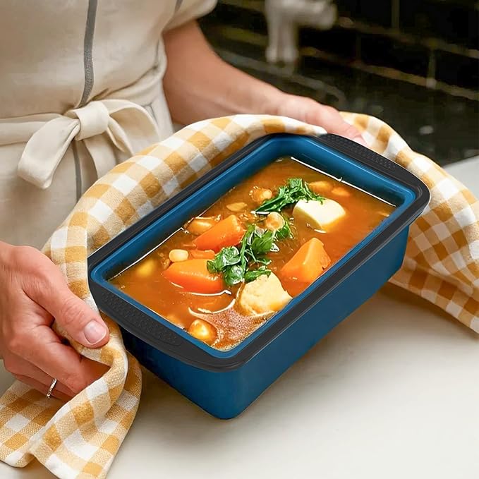 GORCI Silicone Freezer Tray With Lid, 2 Large 4 Cup Large Soup Freezer Molds Container for Meal Prepping, Ice Cube Tray, Perfect for Storing Leftovers, Sauces, Lasagna, 2-Pack - Image 3