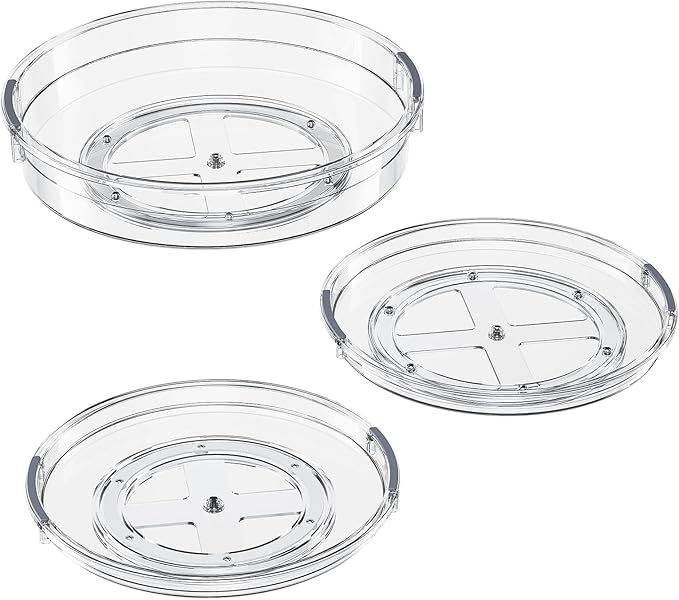 LAMU 3 Pack Lazy Susan Organizer Turntable for Cabinet, Pantry Organizers and Storage, Rotating Condiment Organizer for Kitchen, Table Top, Fridge, Countertop, Spice Organization, 9.25'' 10.6'' 12'' - Image 9