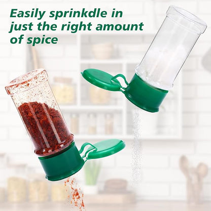 Amyhill 100 Pcs Plastic Spice Bottles Spice Jars with Green Cap Seasoning Jars Shaker 2 Oz/ 60ml Clear Bottle Containers with Shaker Lids for Storing Herbs and Seasoning Powders