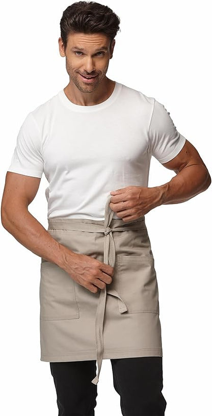 Unisex Waist Apron Half Bistro Apron Server Aprons with Pockets Waterproof 4251BY