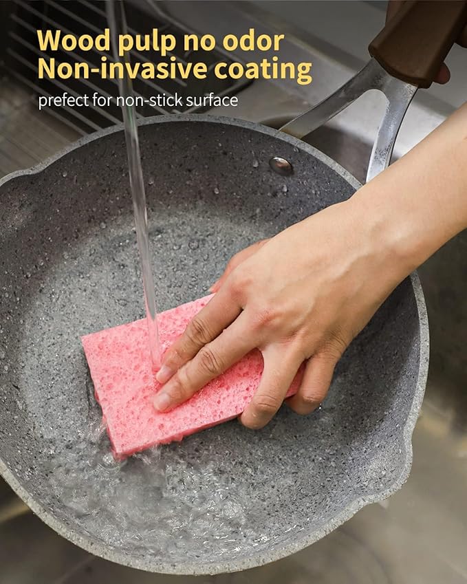 Cellulose Sponges,Heavy Duty Scrub Kitchen Sponge,Clean Tough Messes Without Scratching Sponges Kitchen,Pop Up Eco Sponges DIY Pink (6 Pack) - Image 6
